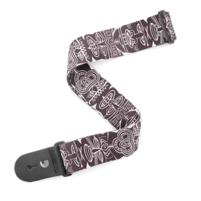 D'Addario Woven Guitar Strap, Tiki Totem Pole, Black & White