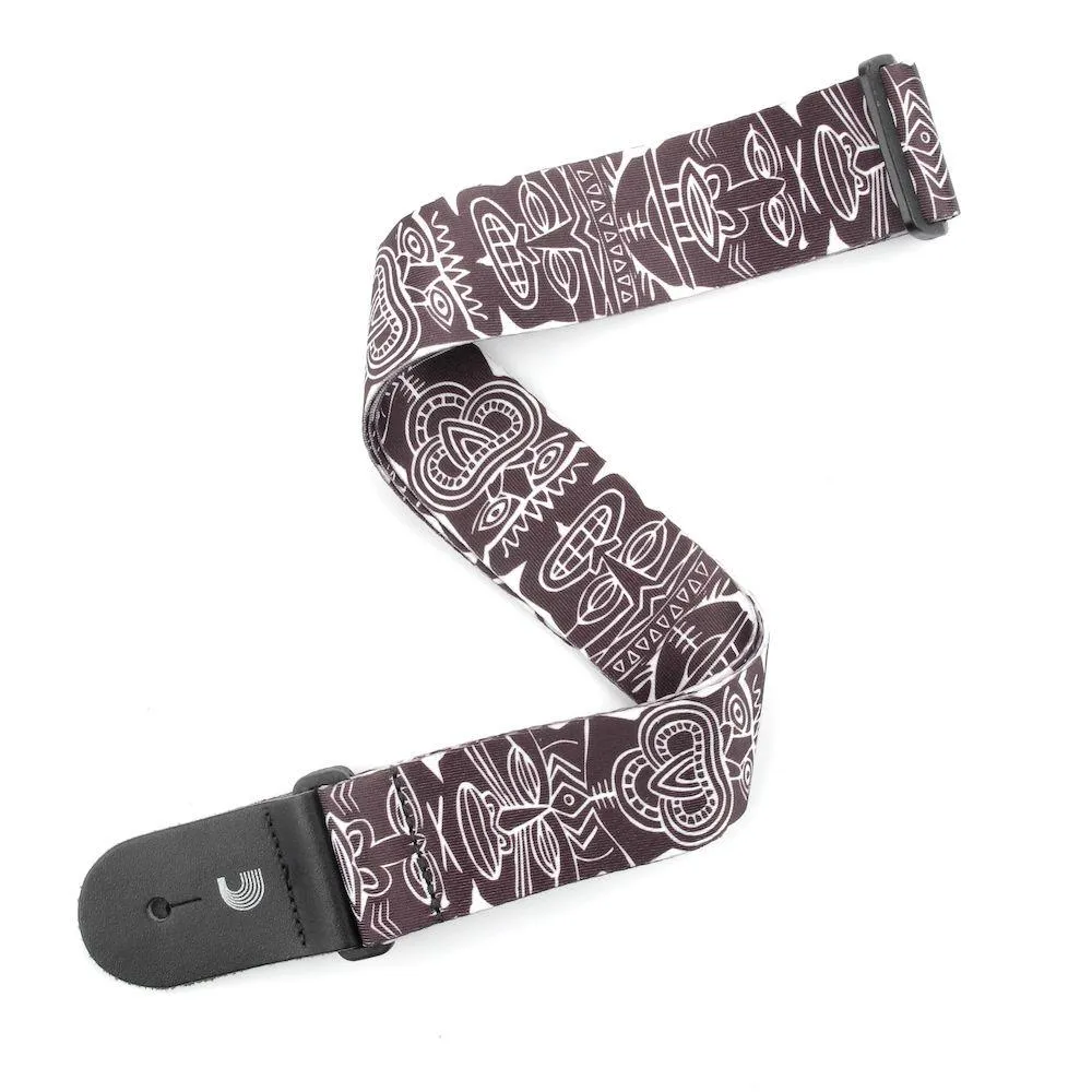 D'Addario Woven Guitar Strap, Tiki Totem Pole, Black & White