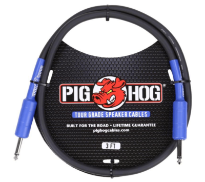 Pig Hog PHSC3 High Performance 14 Gauge 9.2mm 1/4" Speaker Cable, 3 Feet