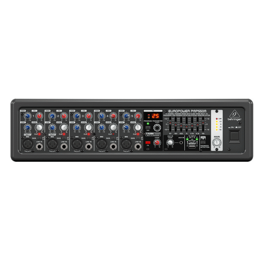 The Behringer Ultra-Compact 500-Watt 5-Channel Europower PMP550M Powered Mixer