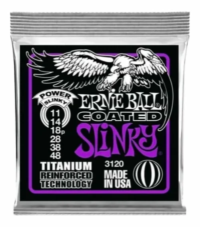 Ernie Ball 3120 Power Coated Titanium Slinky Electric Guitar Strings 11 - 48