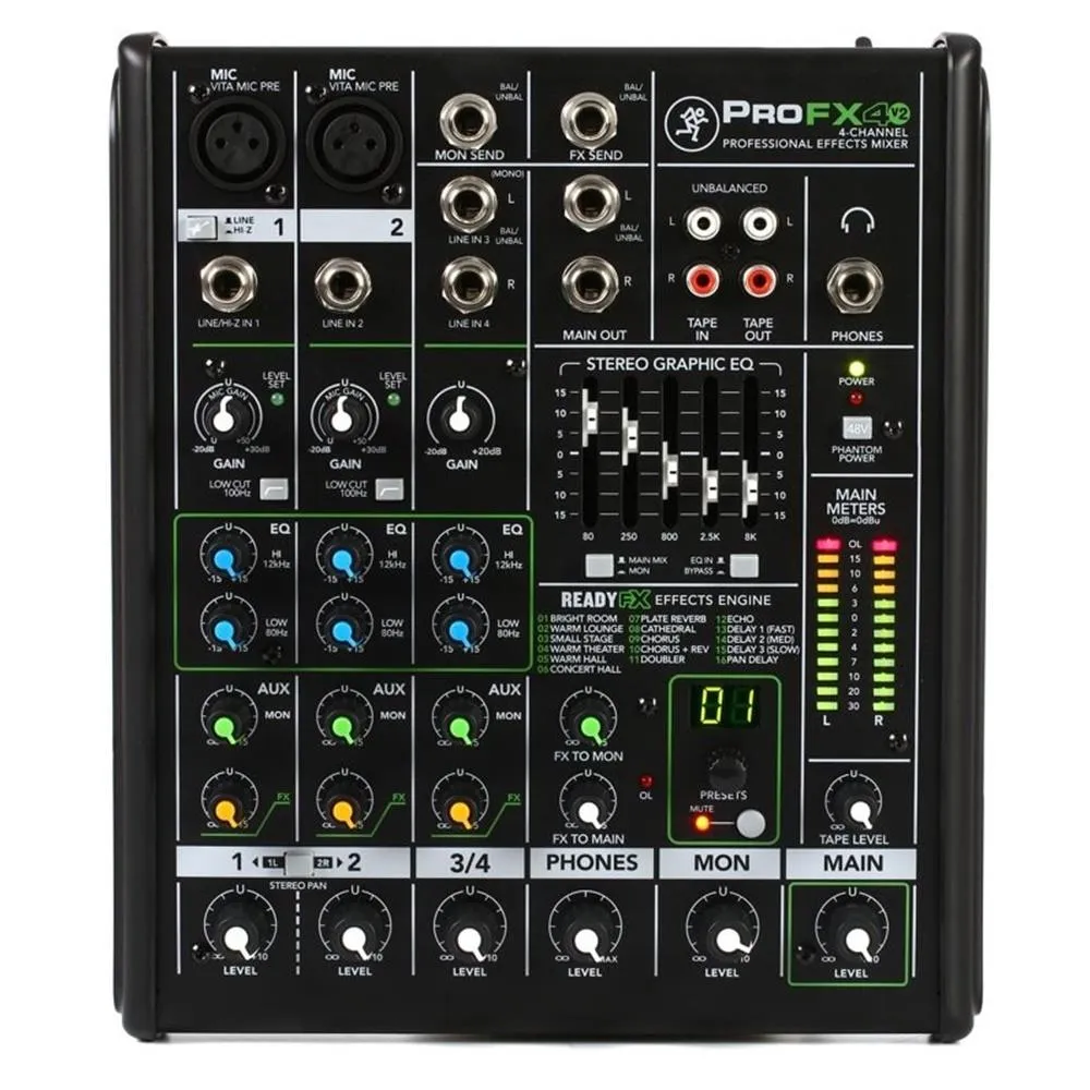Mackie ProFX4v2 4-channel Mixer with Effects 4-channel Compact Mixer