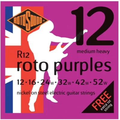 Rotosound Nickel Medium Heavy  Electric Guitar Strings 12 - 52 , Extra 1st string