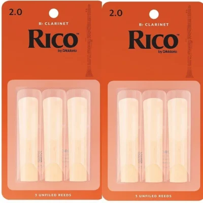 Rico Bb Clarinet 6 x Reeds, Strength 2 ( 2) 2 x 3 Packs  Daddario RCA0320