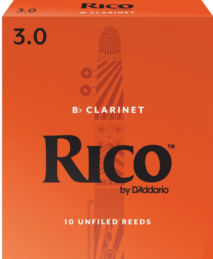 Rico by D'Addario Bb Clarinet Reeds, Strength 3, 10-pack