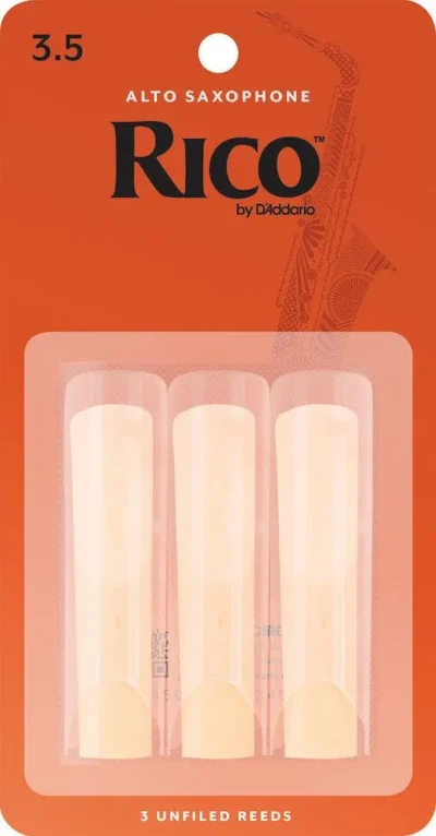 Rico by D'Addario Woodwinds Alto Saxophone Reeds, Strength 3.5, 3-pack
