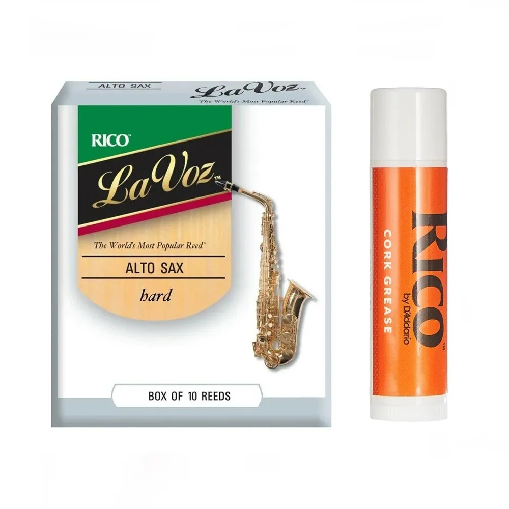 Rico La Voz Alto Sax Reeds, Hard, 10-pack + Cork Grease