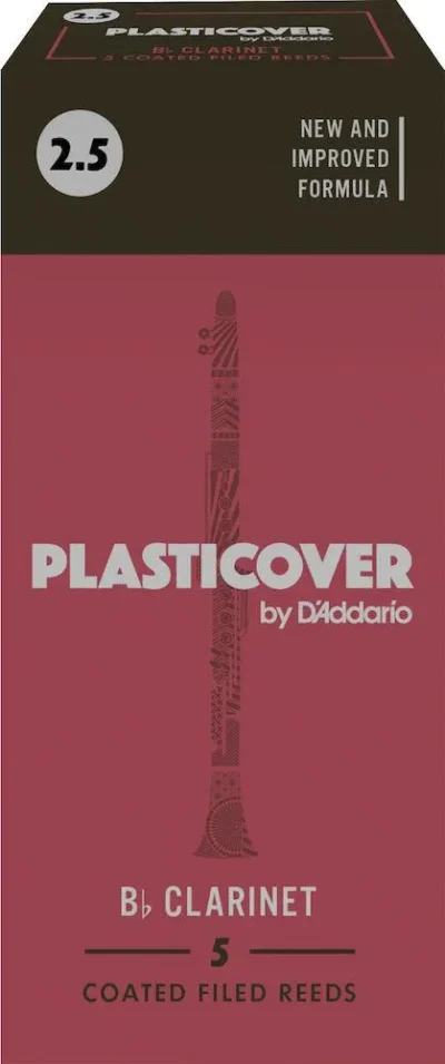 Plasticover by D'Addario Bb Clarinet Reeds, Strength 2.5, 5-pack