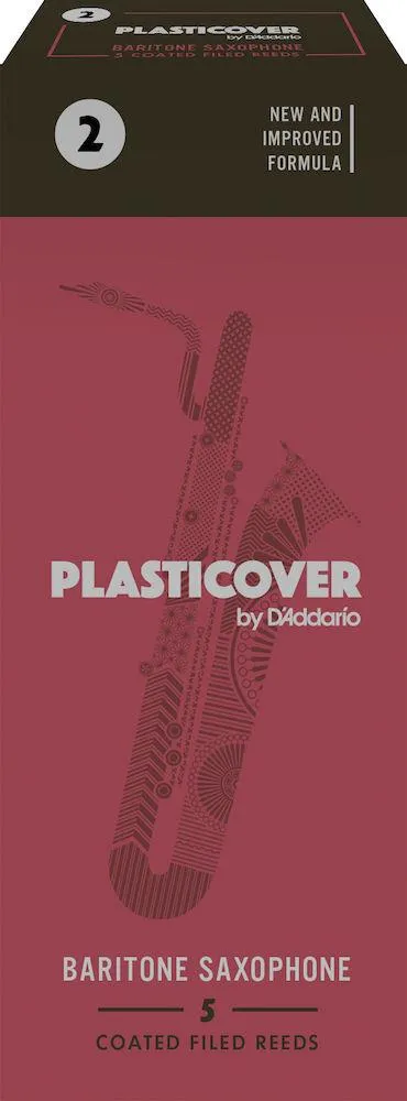 Plasticover by D'Addario Baritone Sax Reeds, Strength 2, 5-pack