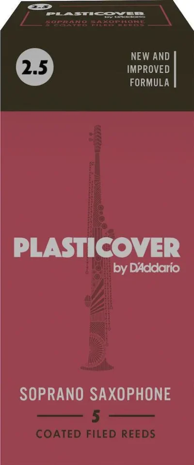 Plasticover by D'Addario Soprano Sax Reeds, Strength 2.5, 5-pack