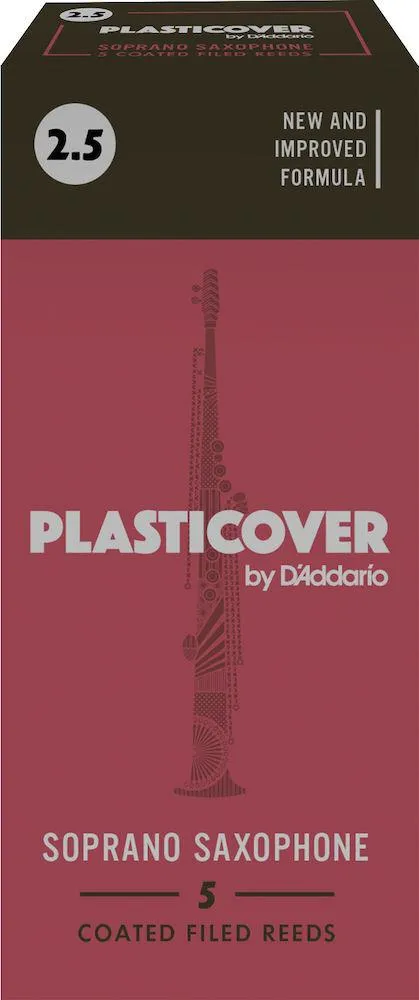Plasticover by D'Addario Soprano Sax Reeds, Strength 2.5, 5-pack