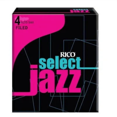 D'addario Rico Select Jazz Alto Sax Reeds, Filed Strength 4 medium  10-pack