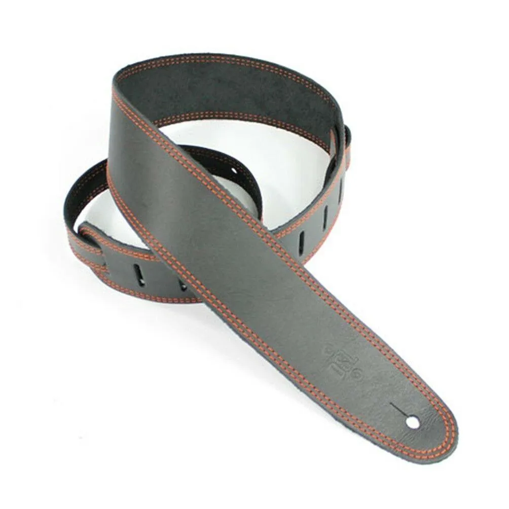 DSL Classic 2.5" Single Ply Black /Orange Stitch Guitar Strap Made in Australia