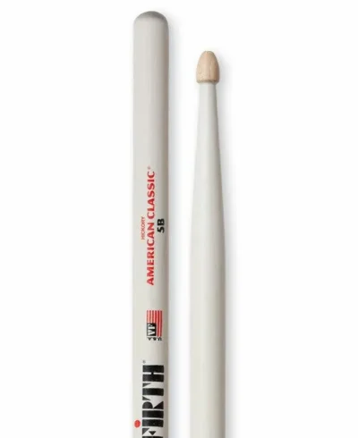 Vic Firth American Classic Drumsticks - 5B - Wood Tip - White Finish