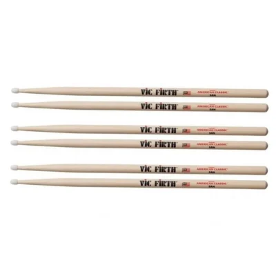 Vic Firth 5AN Classic Hickory 5A Nylon Tip Drum Sticks x  3 Pairs