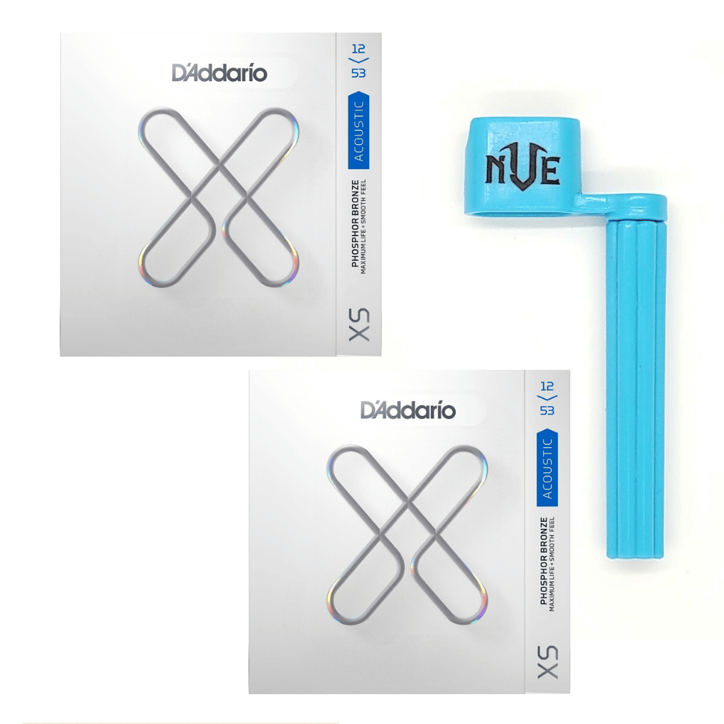 D'Addario XSAPB1253 XS Phosphor Bronze Twin Pack — 2 Sets + Free Blue Peg Winder