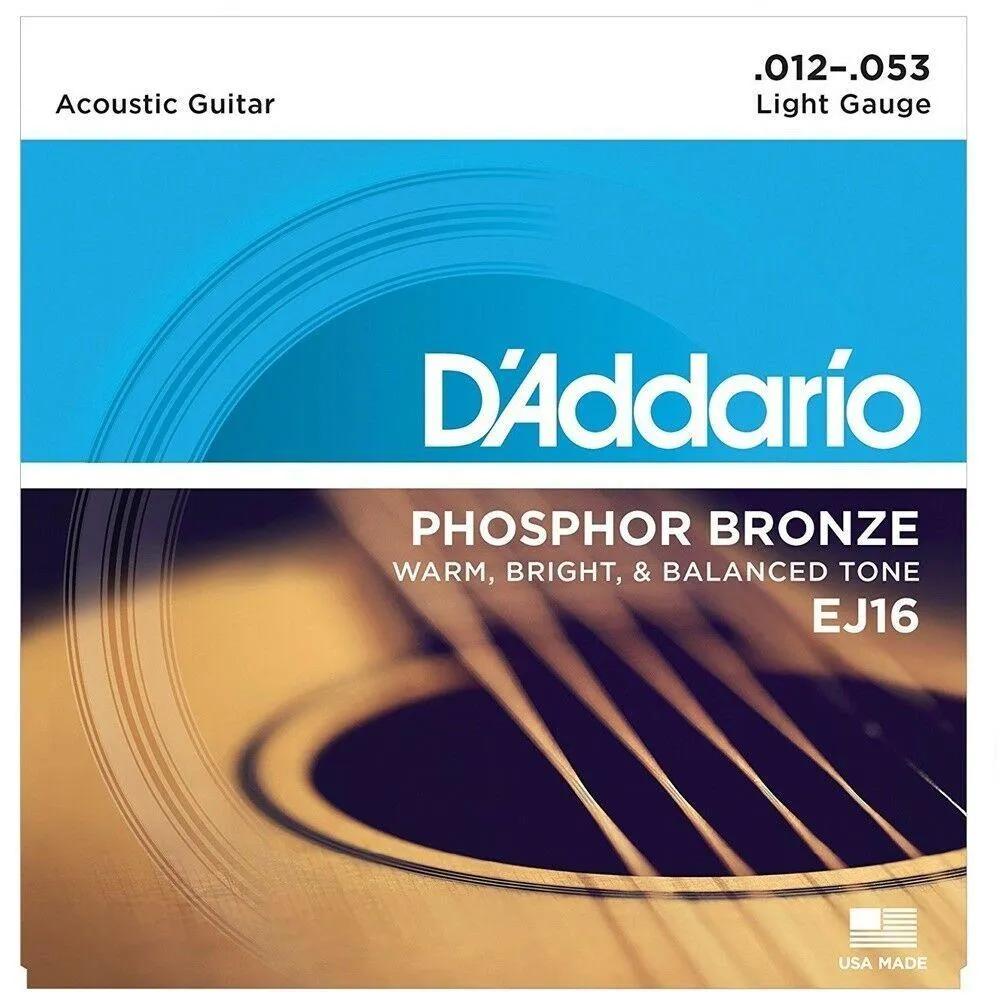 D'Addario EJ16 4 SETS Phosphor Bronze Light Acoustic Strings 12 - 53 - Image 2