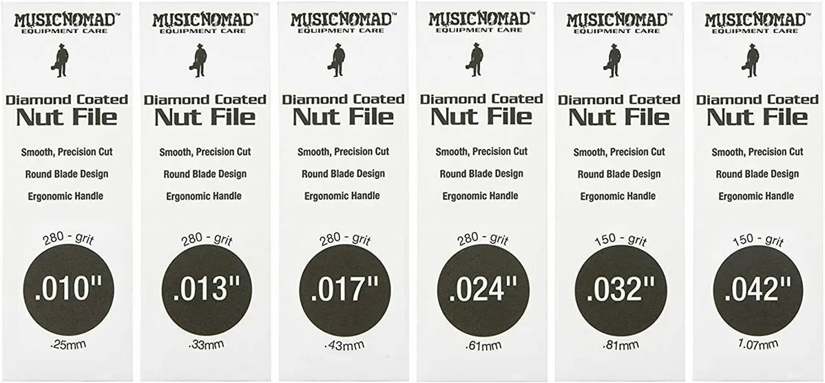 MusicNomad MN667 6-piece Electric Guitar Diamond Coated Nut File Set Super light Strings - Image 2