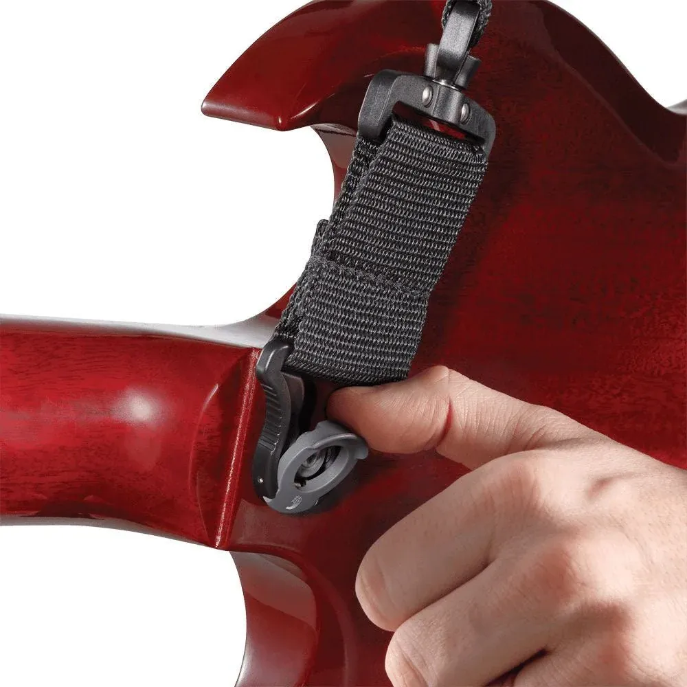 Planet Waves by D'Addario 25HYB00 Hybrid Leather Guitar Strap - Black - Image 2