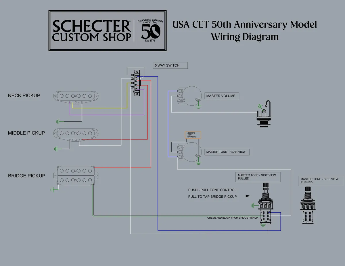 Schecter USA Custom Shop CET 50th Electric Guitar - Golden Anniversary - Image 2