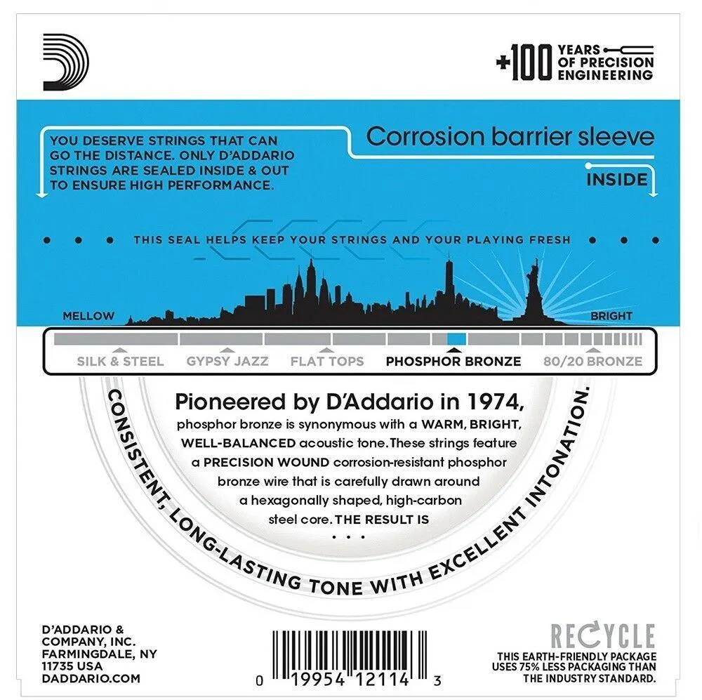 D'Addario EJ16 4 SETS Phosphor Bronze Light Acoustic Strings 12 - 53 - Image 3