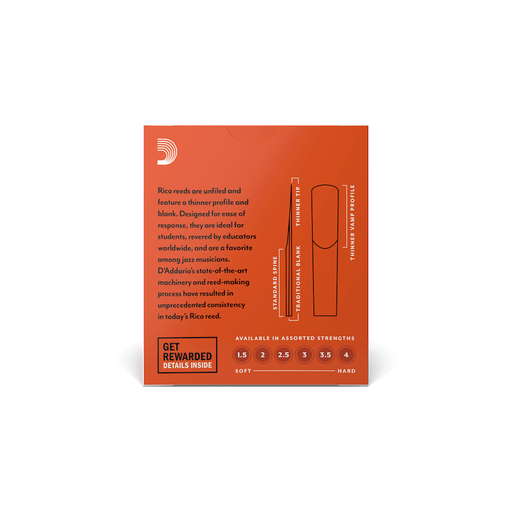 Rico by D'Addario Bb Clarinet Reeds, Strength 3, 10-pack - Image 3