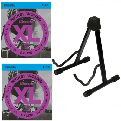 BBT A-Frame Guitar Stand & D'Addario 2 x EXL120 String Bundle Buy