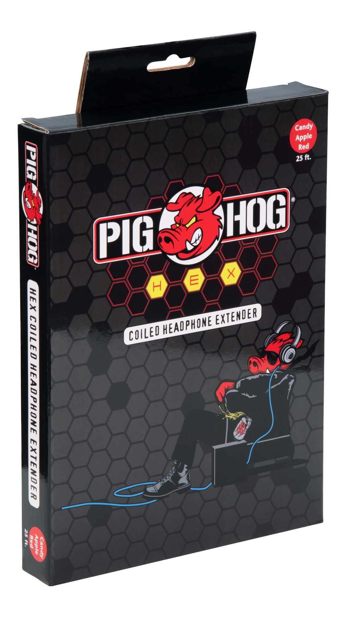 Pig Hog Hex Series Coiled Headphone Extension Cable 1/4" - 25ft - Candy Apple Red - Image 3