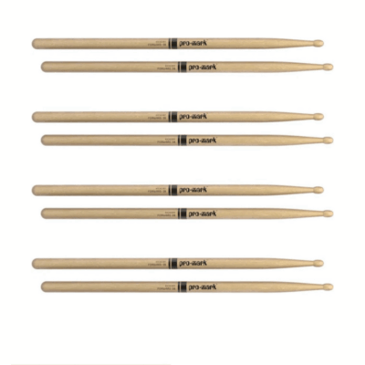 Promark TX2BW American Hickory Wood Tip 2B Pro Mark 4 Pairs Drum Sticks