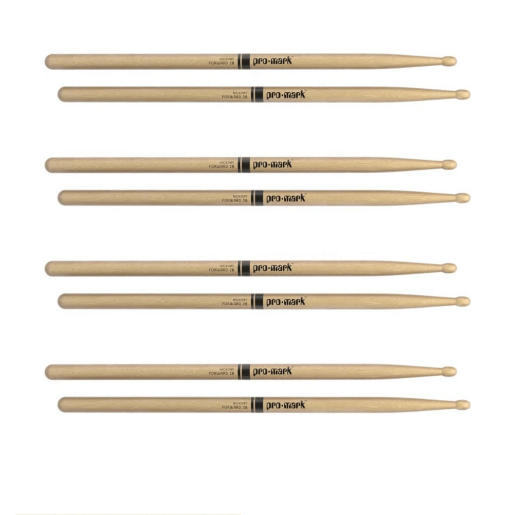 Promark TX2BW American Hickory Wood Tip 2B Pro Mark 4 Pairs Drum Sticks