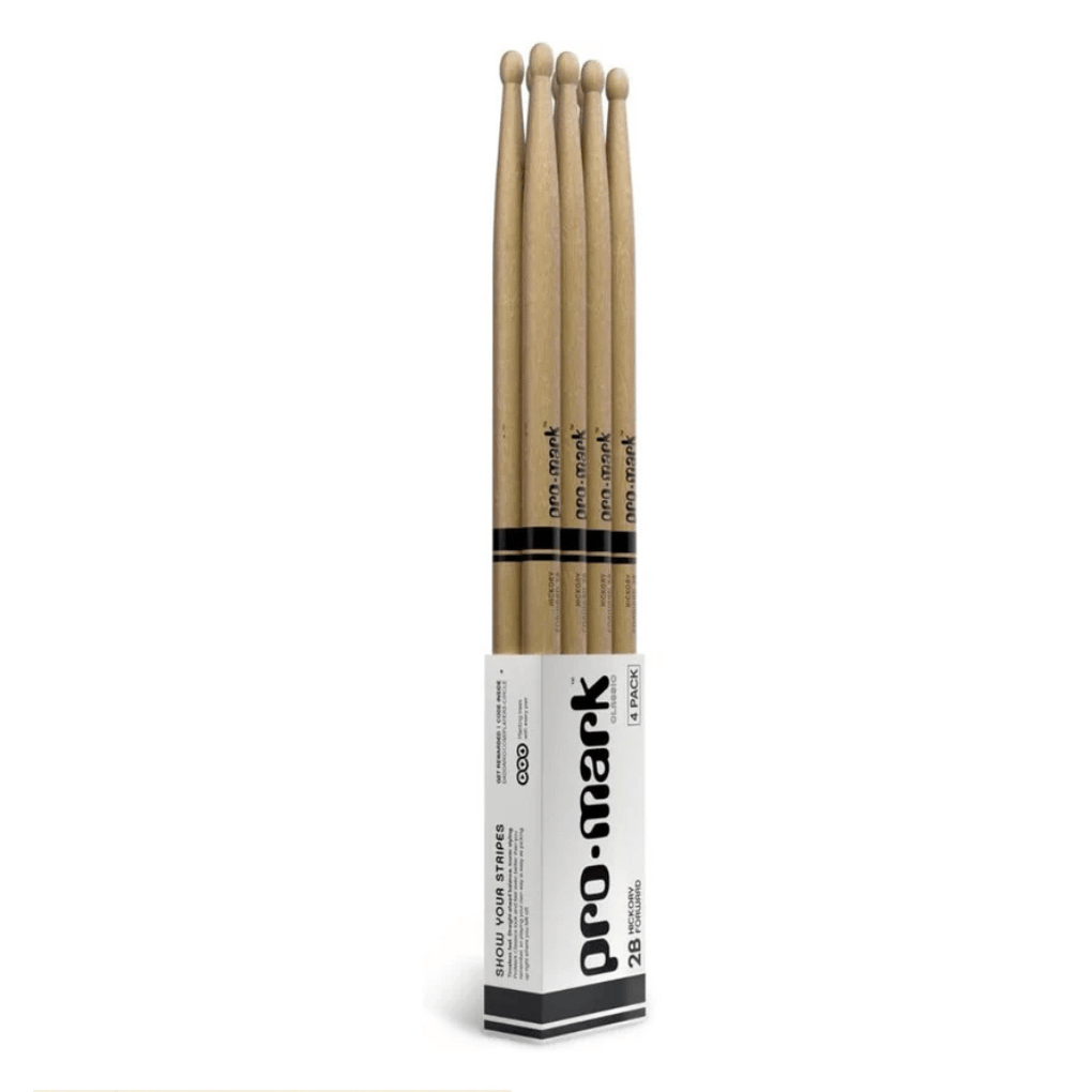 Promark TX2BW American Hickory Wood Tip 2B Pro Mark 4 Pairs Drum Sticks - Image 2