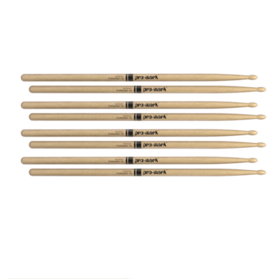 Promark American Hickory Wood Tip 7A Pro Mark Drum Sticks 4 Pairs TX7AW