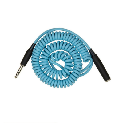 Pig Hog Hex Series Coiled Headphone Extension Cable 1/4" - 25ft - Daphne Blue
