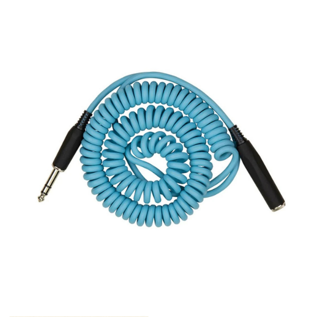 Pig Hog Hex Series Coiled Headphone Extension Cable 1/4" - 25ft - Daphne Blue