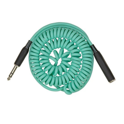 Pig Hog Hex Series Coiled Headphone Extension Cable 1/4" - 25ft - Seafoam Green