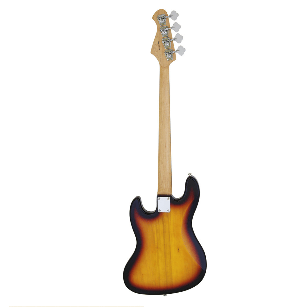 Aria STB-JB Series Electric Bass Guitar 3-Tone Sunburst with Tortoise Shell Pickguard - Image 2