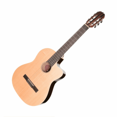 Martinez 'Southern Star Series' Spruce Solid Top Acoustic-Electric Classical Cutaway Guitar (Natural Gloss)