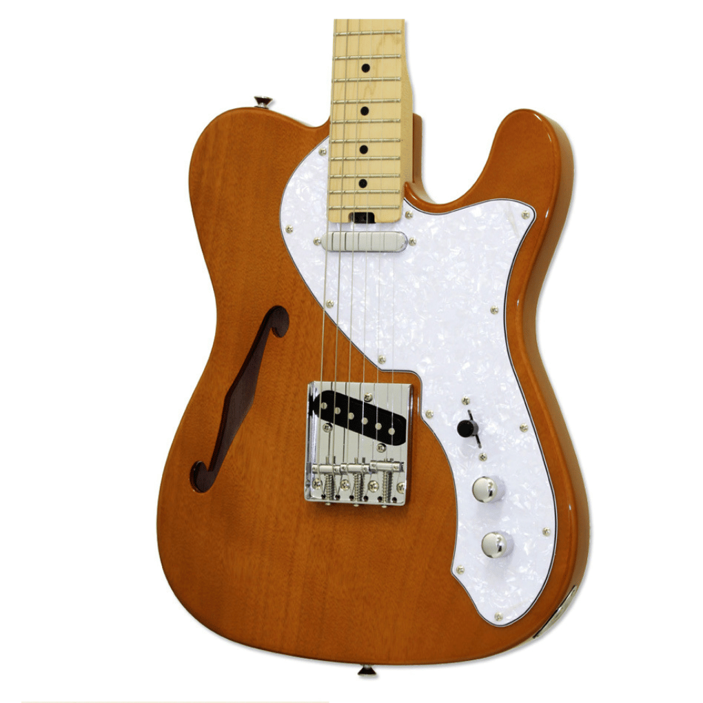 Aria 615-TL Series Semi-Hollow Electric Guitar in Natural Gloss - Image 3