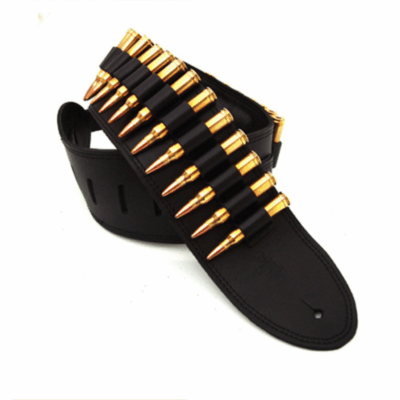 DSL BULG35-15-1 3.5" Padded Bullet Leather Guitar Strap - Black
