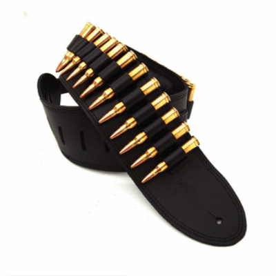 DSL BULG25-15-1 2.5" Padded Bullet Leather Guitar Strap - Black