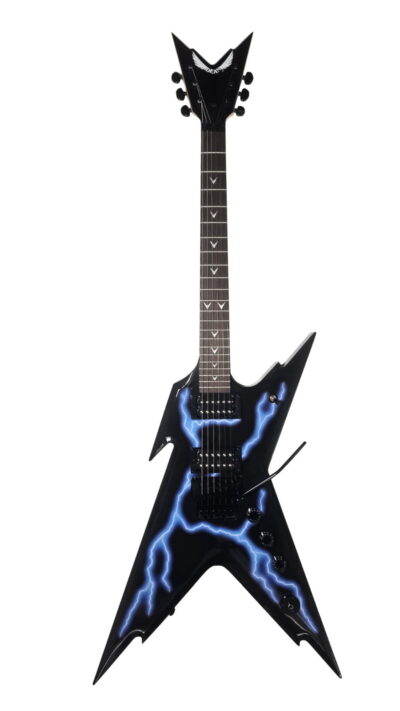 Dean Guitars Razorback Floyd Electric Guitar - Black With Blue Lightning bolts