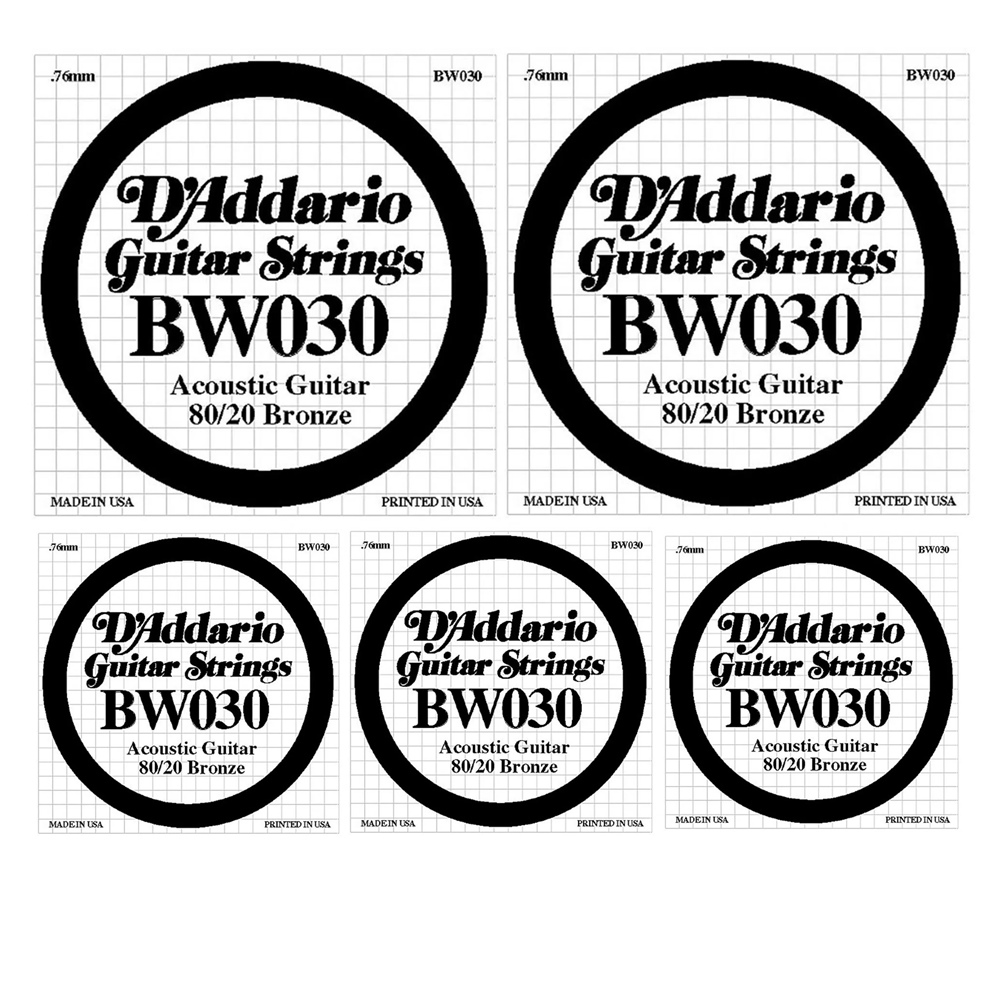 5 x D'Addario BW030 Bronze Wound Acoustic Guitar Single String .030