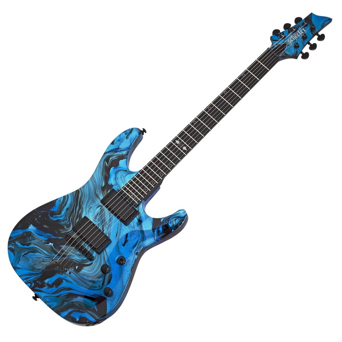 Schecter C-1 Hydro Dip Electric Guitar, Midnight Tide - Image 4