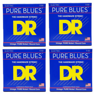 DR Strings 4 Sets PHR-11 Pure Blues Nickel Electric Guitar Strings 11-50