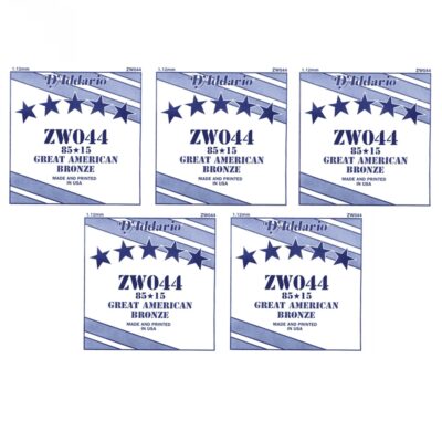 5 x D'Addario ZW044 85/15 Great American Bronze Acoustic Guitar Single String .044